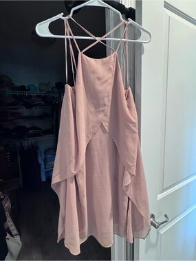 Beige Strappy Ruffle Mini Dress